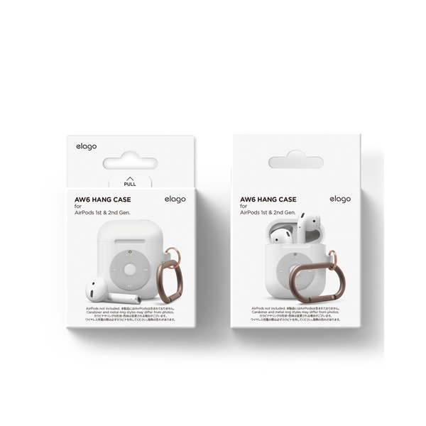 Elago чехол для AirPods силиконовый AW6 Music Player с карабином (белый) EAW6-HANG-WH