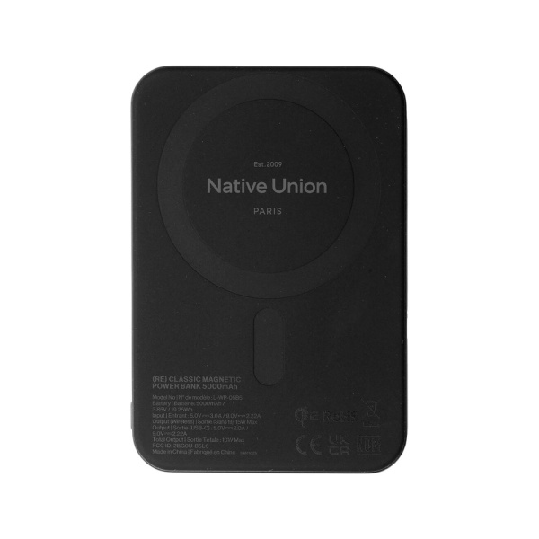 Native Union внешний аккумулятор MagSafe (Re)Classic Qi2 5000mAh (черный) PB-5KMS-BLK-Q2