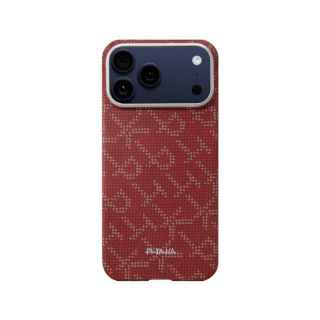 Pitaka чехол для iPhone 17 Pro Max Ultra-Slim Case PitaTap Monogram MagSafe (красный)