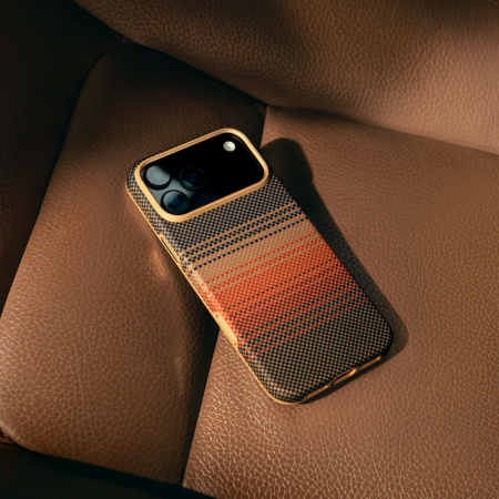 Pitaka чехол для iPhone 17 Pro Max Aramid UltraGuard Case Sunset MagSafe (красный)