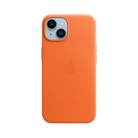 Apple кожаный чехол для iPhone 14 Plus Leather Case MagSafe (оранжевый) MPPF3ZE/A