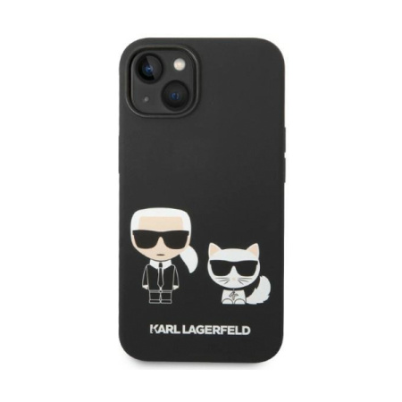 Karl Lagerfeld чехол для iPhone 14 Liquid Silicone Karl & Choupet Magsafe (черный) KLHMP14SSSKCK