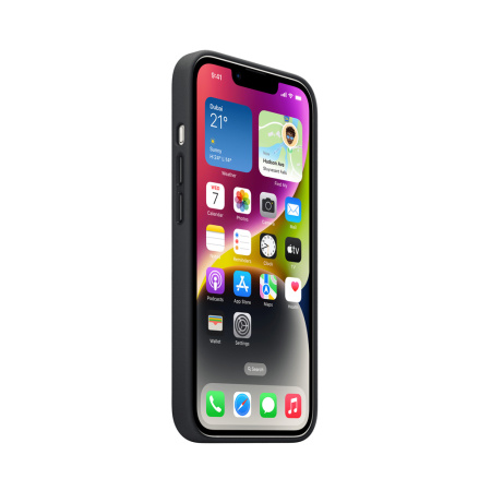 Apple кожаный чехол для iPhone 14 Plus Leather Case MagSafe (тёмная ночь) MPP93ZE/A