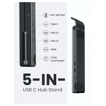 Ugreen хаб-подставка 5-port Foldable Docking Station (черный) 80551