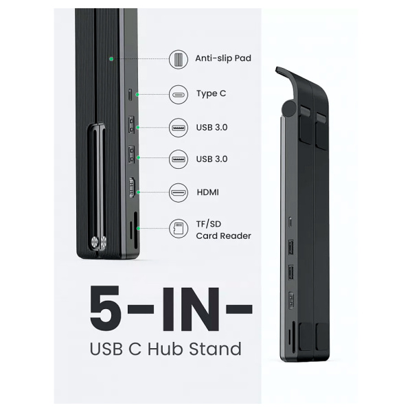 Ugreen хаб-подставка 5-port Foldable Docking Station (черный) 80551