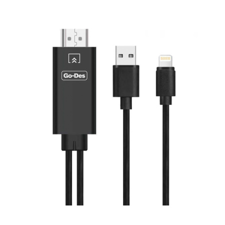 Go-des кабель HDMI/Lightning  for HD 1.8м (черный) GD-HM806 Go-des кабель HDMI/Lightning  for HD 1.8м (черный) GD-HM806