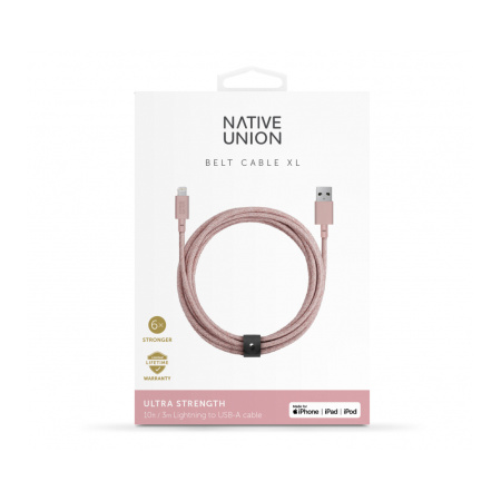Native Union кабель Belt USB A/Lightning 3м (розовый) BELT-KV-L-ROSE-3 Native Union кабель Belt USB A/Lightning 3м (розовый) BELT-KV-L-ROSE-3