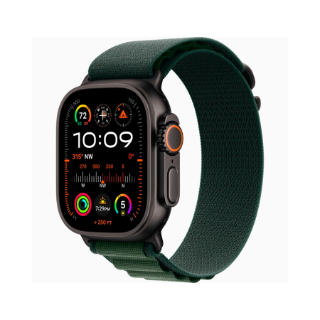 Apple Watch Ultra 2 49mm, черный, Alpine Loop L зеленый ремешок