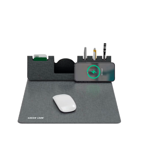 Green Lion коврик для мыши + БЗУ 15W  (серый) GNMSPADWIRGY