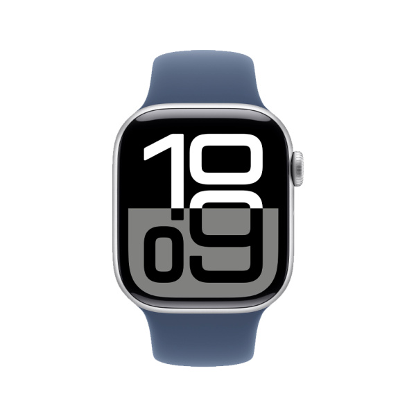 Apple Watch 10 42mm, алюминий, серебристый, спортивный синий ремешок M/L Apple Watch 10 42mm, алюминий, серебристый, спортивный синий ремешок M/L
