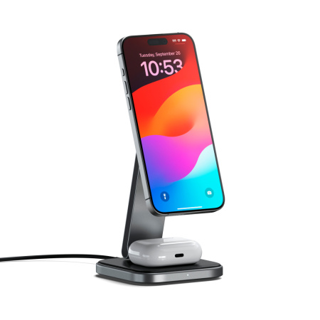 Satechi БЗУ 2 в 1 Foldable QI2 Wireless Charging Stand (серый) ST-Q21FM