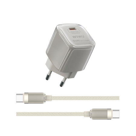 Wiwu СЗУ Jello GaN 30W Type-C + кабель Type-C (бежевый)