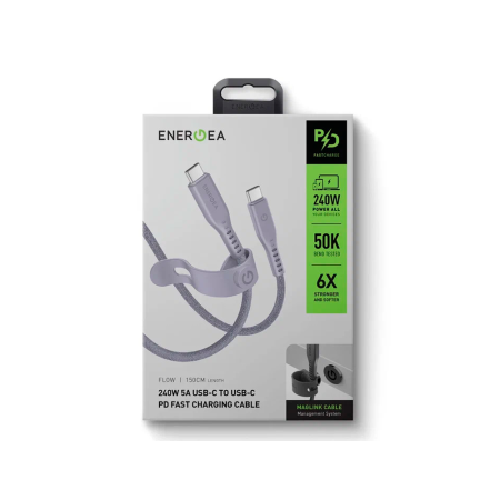 EnergEA кабель Type-C/Type-C Flow PD240W 1.5м (фиолетовый) CBL-FLCC-PUR150M