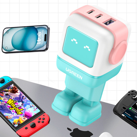 Ugreen СЗУ Nexode RG 65W 2х Type-C + USB A (розово-голубой) 35855_