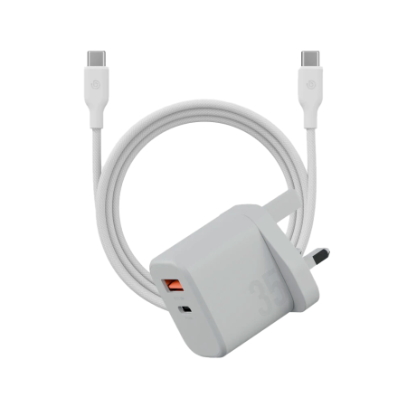 EnergEA СЗУ GoPort Velox Kit GaN35 Type-C + USB A + кабель Type-C/Type-C (белый) CHR-GPVLX-EU-WHT