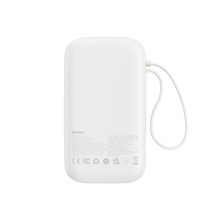 Baseus внешний аккумулятор с кабелем Type-C + Lightning Qpow2 22.5W 10000mAh (белый) P10055003223-00 Baseus внешний аккумулятор с кабелем Type-C + Lightning Qpow2 22.5W 10000mAh (белый) P10055003223-00