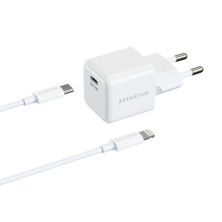 Breaking СЗУ P10 GaN 25W Type-C + кабель Lightning (белый) 22246