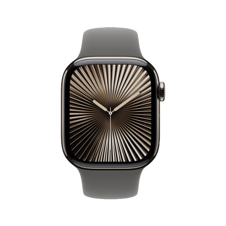 Apple Watch 10 46mm, титан, натуральный, спортивный серый ремешок S/M