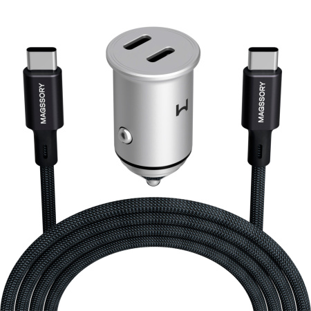 Magssory АЗУ 45W 2х Type-C + кабель Type-C/Type-C (серый) CCH002