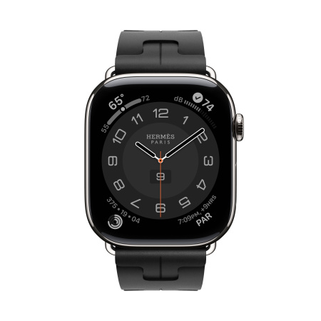 Apple Watch 10 46 Hermes, титан, черный силиконовый ремешок Kilim Single Tour Noir