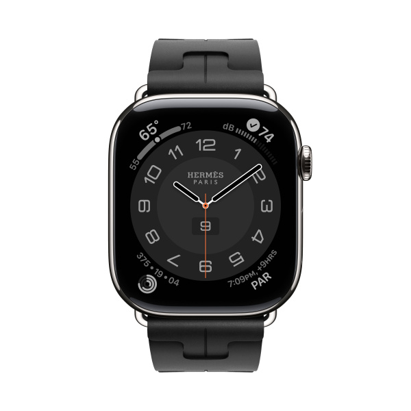 Apple Watch 10 46 Hermes, титан, черный силиконовый ремешок Kilim Single Tour Noir Apple Watch 10 46 Hermes, титан, черный силиконовый ремешок Kilim Single Tour Noir