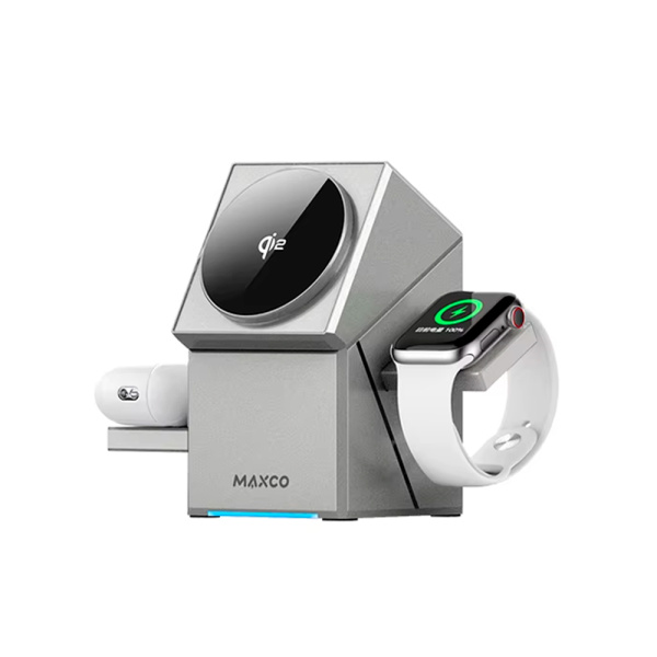Maxco БЗУ Geometry Series Qi2 3 в 1 (серый)