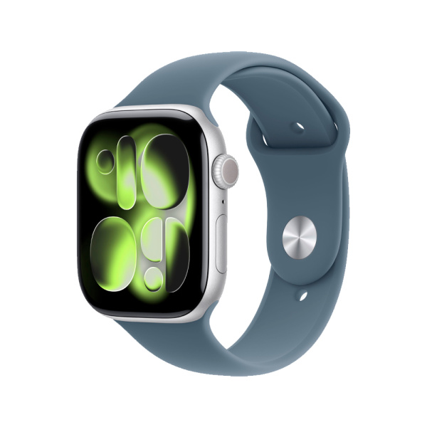 Apple-Watch-11-46mm,-алюминий,-серебристый,-спортивный-синий-ремешок