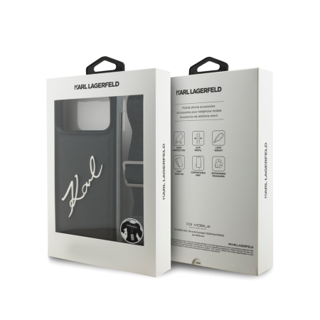 Lagerfeld чехол для iPhone 17 Pro Max Crossbody PU Saffiano Autograph (черный) KLHCP17XSASGPBK