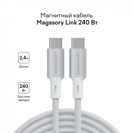Magssory кабель Type-C/Type-C Link С 240W 2.4м (белый) CBL021w