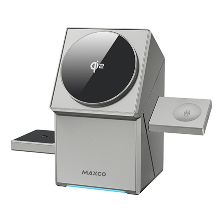 Maxco БЗУ Geometry Series Qi2 3 в 1 (серый)