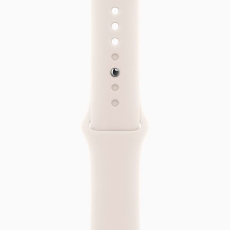 Apple Watch 11 46mm, алюминий, серебристый, спортивный бежевый ремешок