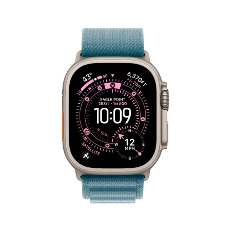 Apple Watch Ultra 3 49mm, натуральный, Alpine Loop M голубой ремешок