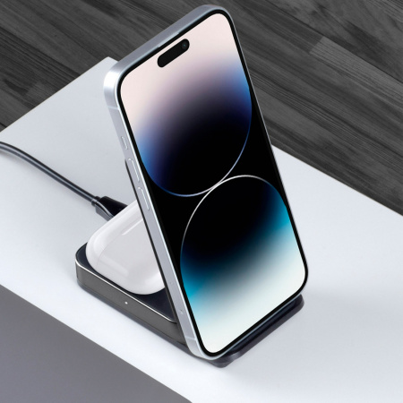 Deppa БЗУ 2 в1 Charging Stand 20W MagSafe (серый) 24027