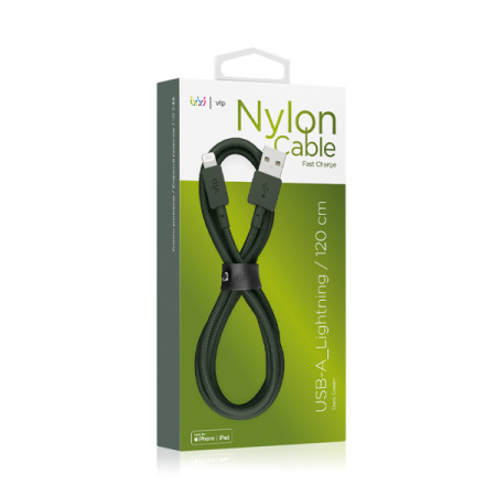 VLP кабель Nylon Cable USB A/Lightning 1.2м (темно-зеленый) 1031005