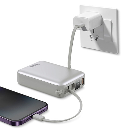 EnergEA внешний аккумулятор GoPower Fusion Mini 20000mAh + кабель Lighning/Type-C (серый) FUS-MINI20