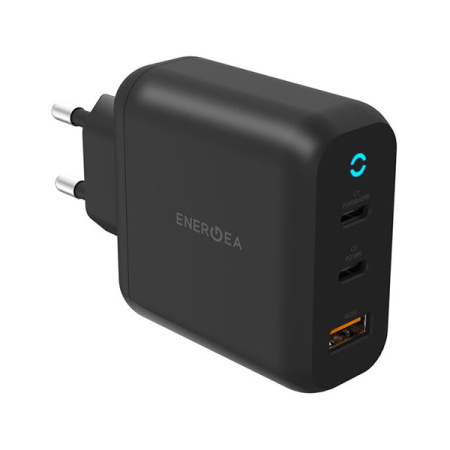 EnergEA СЗУ Ampcharge Gan65 2x Type-C PD65W + USB A (черный) AC-GAN65EU-BLK EnergEA СЗУ Ampcharge Gan65 2x Type-C PD65W + USB A (черный) AC-GAN65EU-BLK