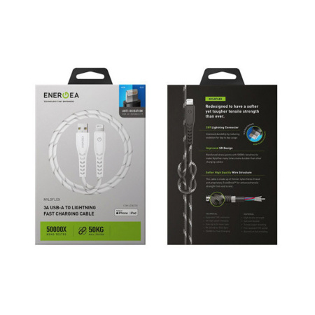 EnergEA кабель USB A/Lightning NyloFlex MFI 1.5м (белый) CBL-NF-WHT150