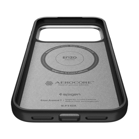 Spigen чехол для iPhone 17 Pro Enzo Aramid T MagSafe (черный/серебристый) ACS09958