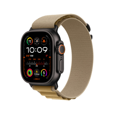 Apple Watch Ultra 2 49mm, черный, Alpine Loop M коричневый ремешок Apple Watch Ultra 2 49mm, черный, Alpine Loop M коричневый ремешок