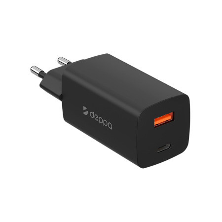 Deppa СЗУ Power Delivery GaN 65W Type-C + USB A (черный) 11435 Deppa СЗУ Power Delivery GaN 65W Type-C + USB A (черный) 11435