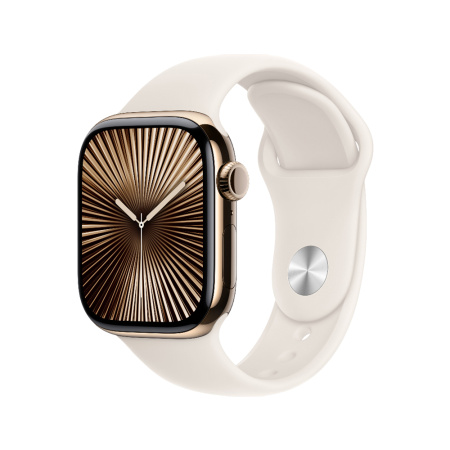 Apple Watch 10 46mm, титан, золотой, спортивный белый ремешок M/L Apple Watch 10 46mm, титан, золотой, спортивный белый ремешок M/L