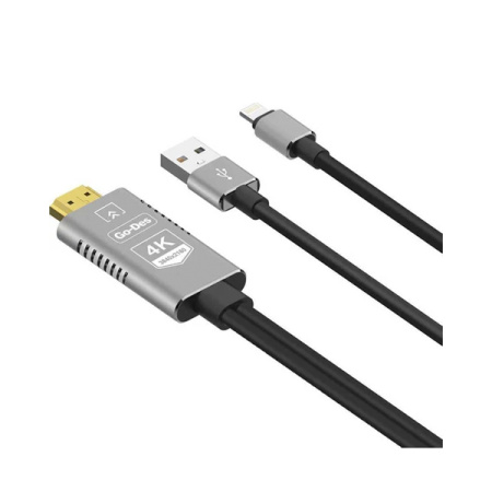Go-des кабель HDMI/Lightning  for 4K 1.8м (черный) GD-8278