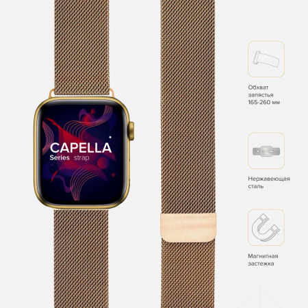 Lyambda ремешок Capella 46/49 мм (золотой) DS-APM02-44-RG