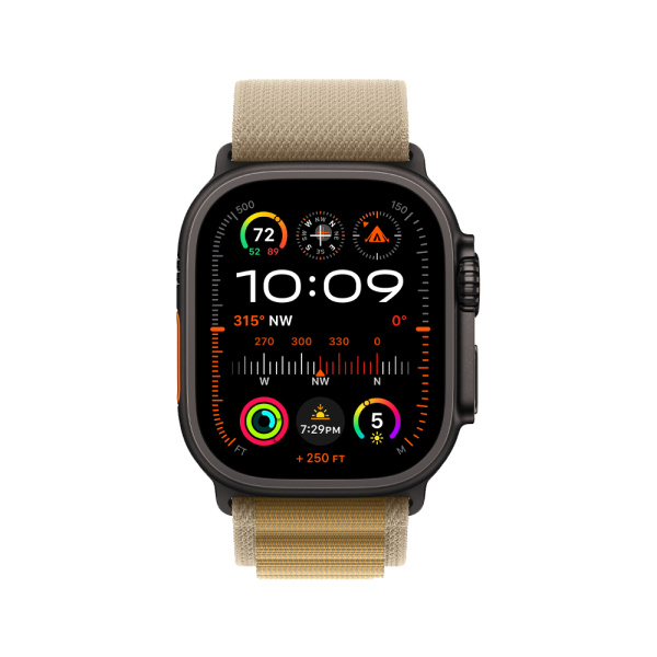 Apple Watch Ultra 2 49mm, черный, Alpine Loop M коричневый ремешок