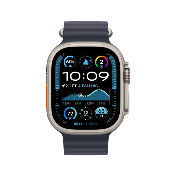 Apple Watch Ultra 2 49mm, натуральный, Ocean Band темно-синий ремешок