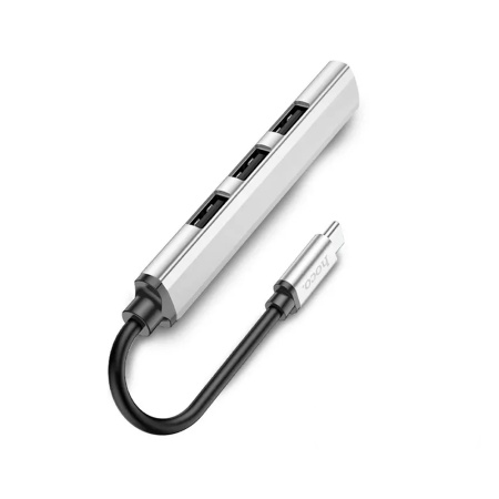 Hoco хаб Type C-USB 3.0+USB 2.0 mini adapter 4 порта HB 26 (серебристый)