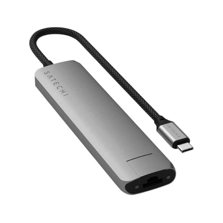 Satechi хаб 7-port Slim 4 Multiport Adapter with Ethernet (серый) ST-P7SM