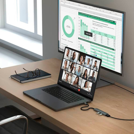 Satechi хаб 4-port Slim 4 Multiport Adapter (серый) ST-P4SM