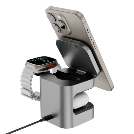 EnergEA БЗУ MagCube Qi2 3 в 1 15W MagSafe (черный) MAG-CUBE-GUN