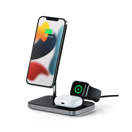 Satechi БЗУ 3 в 1 MagSafe Wireless Charging Stand (черный) ST-WMCS3M